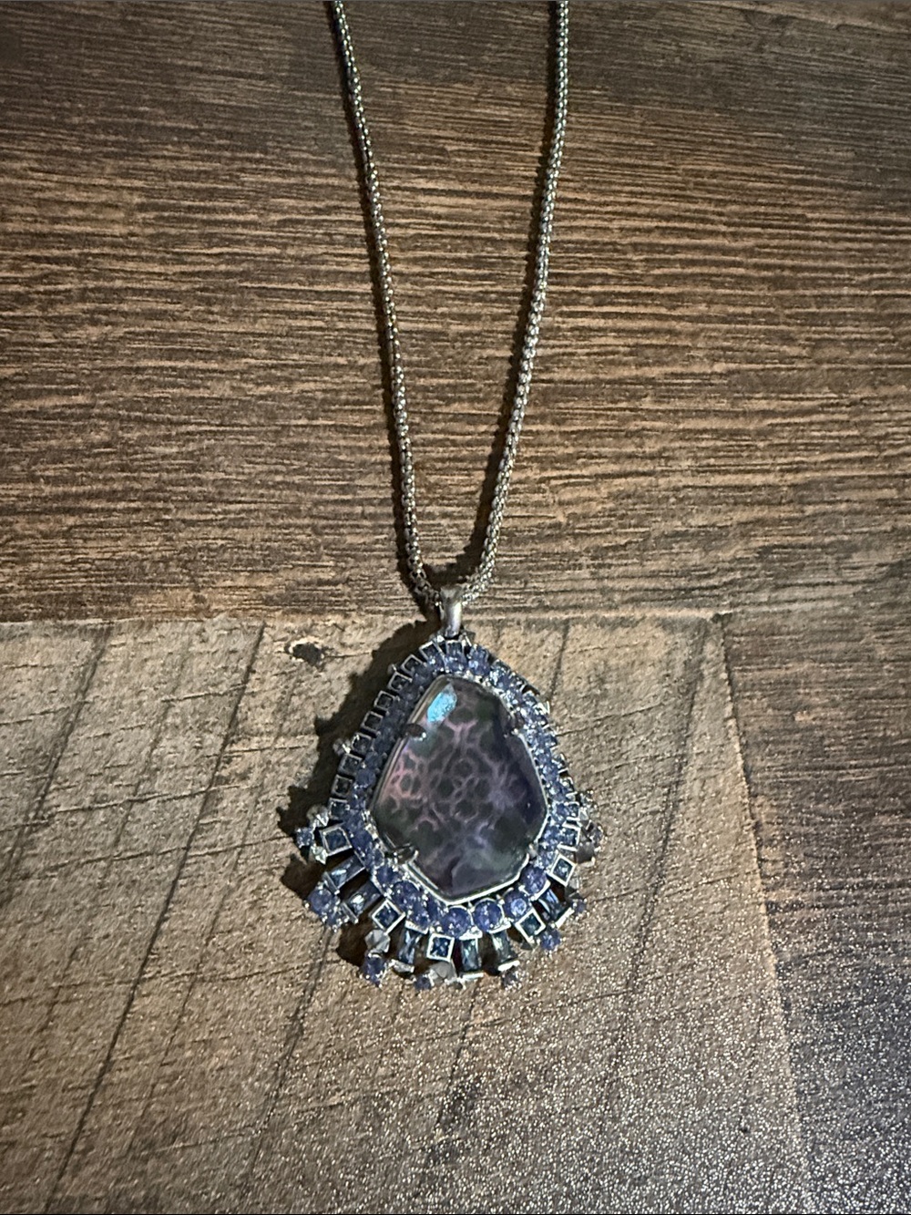 Kendra Scott Daenerys Necklace in Rhodium Gray Dichroic Glass
